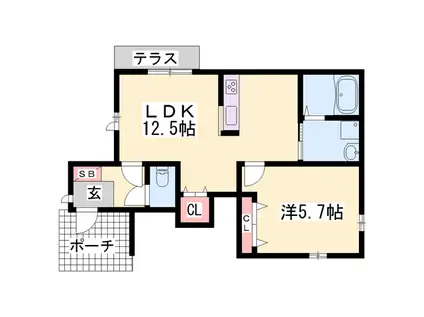 シャーメゾン リバージュ(1LDK/1階)の間取り写真