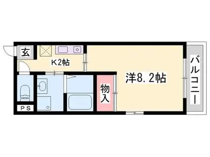 パークサイド姫路(1K/4階)の間取り写真