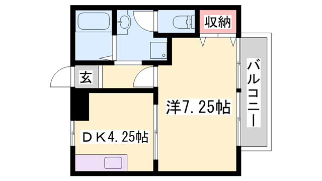 リヴェール伊保(1DK/2階)の間取り写真