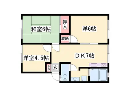 木橋ハイツ(3DK/2階)の間取り写真