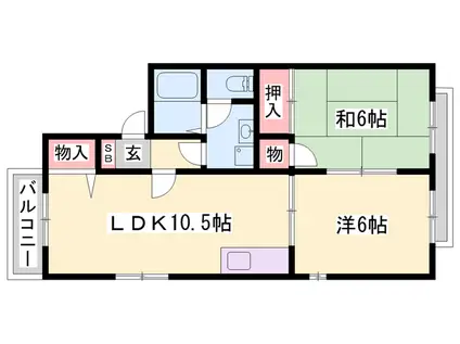 リブラスハイツ Ⅱ(2LDK/1階)の間取り写真