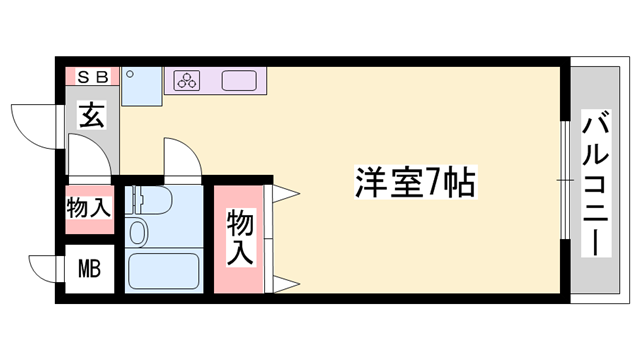 ヴィラフィオーレ(ワンルーム/1階)の間取り写真