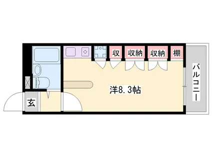 グランハイム東辻井(ワンルーム/1階)の間取り写真