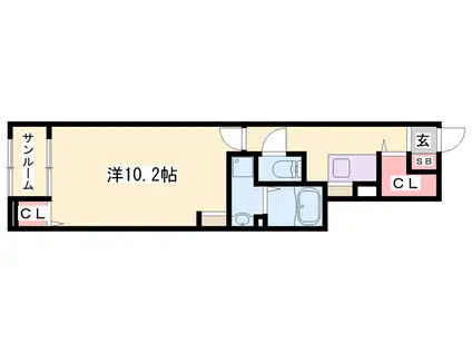 プレッソ 東加古川1(1K/1階)の間取り写真