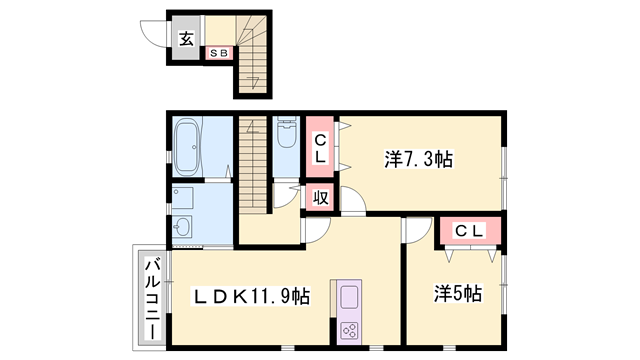 アレグリア(2LDK/2階)の間取り写真