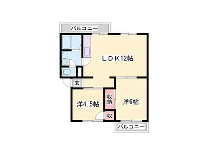 インタービレッジ網干駅前(2LDK/4階)の間取り写真
