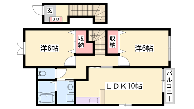 メゾン ド セゾンB(2LDK/2階)の間取り写真
