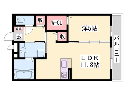 THE RESIDENCE 姫路神屋町(1LDK/1階)の間取り写真