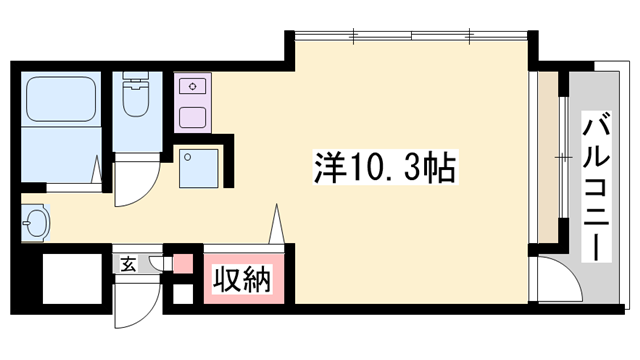 宝殿ヤングパレス(ワンルーム/1階)の間取り写真