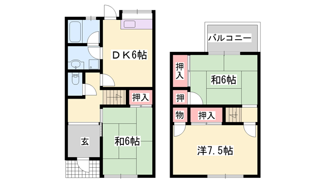 2宝殿ヤングハイツ(3DK/1階)の間取り写真