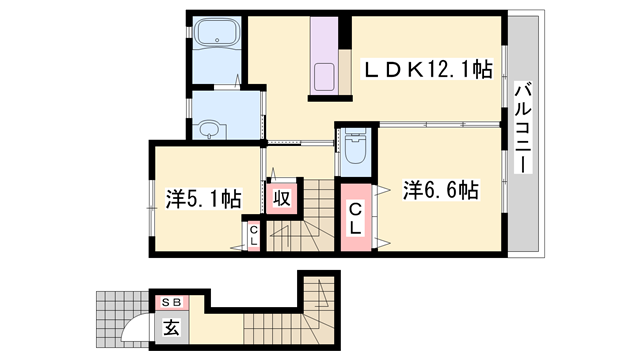 メサ・ヴェルデ(2LDK/2階)の間取り写真