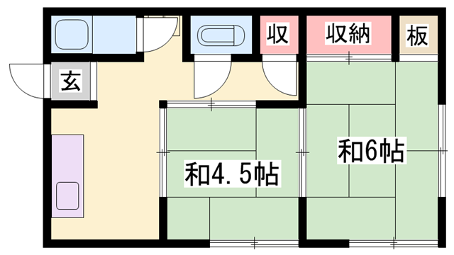 光栄荘(2K/2階)の間取り写真