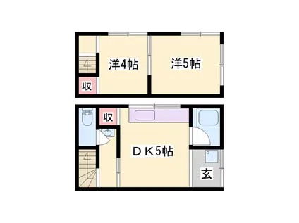 山陽電気鉄道本線 山陽姫路駅 徒歩10分 2階建 築67年(2DK)の間取り写真