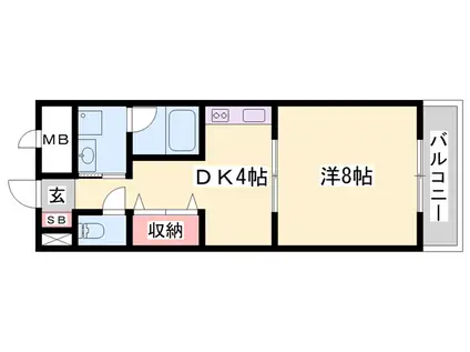 リバーサイド白鷺(1DK/1階)の間取り写真