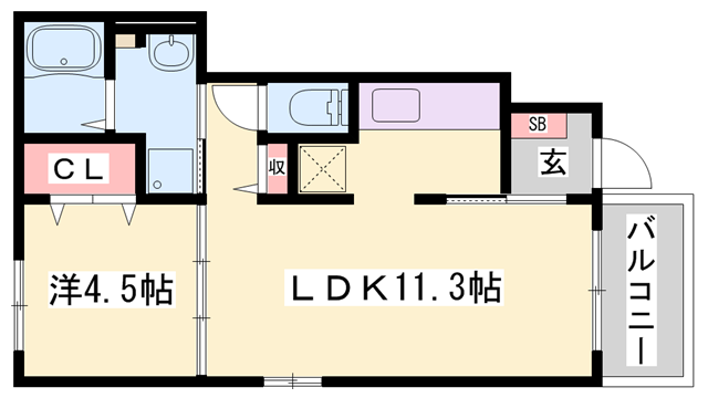 パトリア(1LDK/1階)の間取り写真