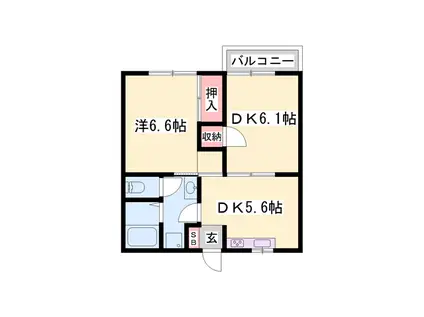 シャルマン101(2DK/2階)の間取り写真