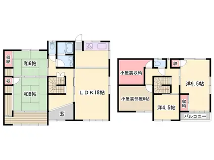 姫新線 余部駅 徒歩1分 2階建 築43年(4LDK)の間取り写真