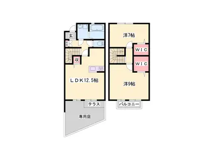 ラ・ヴィーダーⅢ(2LDK/1階)の間取り写真