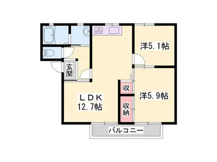 マインドハイツ辻井(2LDK/2階)の間取り写真