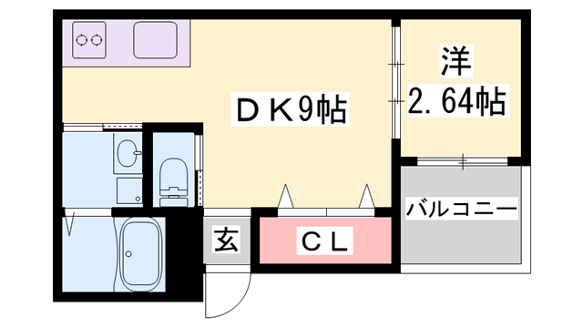 コティ網干(1DK/1階)の間取り写真