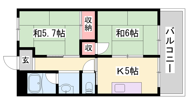 上中グリーンハイツ(2DK/2階)の間取り写真