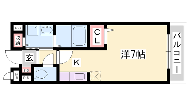 アラモードF(1K/2階)の間取り写真