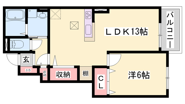プランドールⅠ(1LDK/1階)の間取り写真