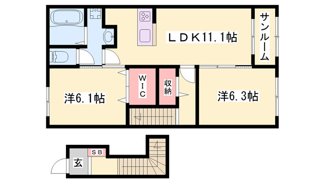 アル・グレース(2LDK/2階)の間取り写真