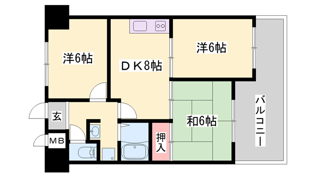ロイヤルコーポ東雲(3DK/5階)の間取り写真