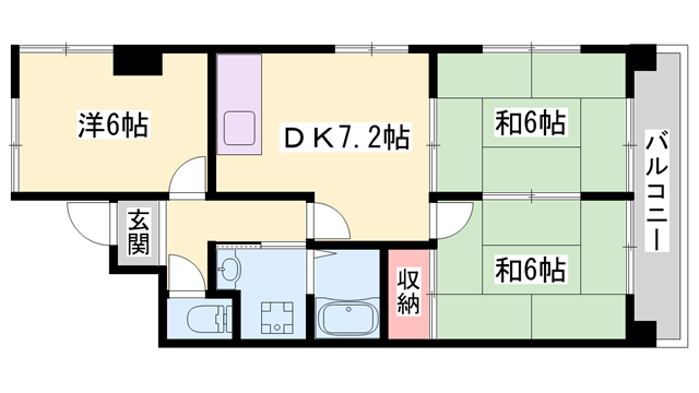 ロイヤルコーポ東雲(3DK/6階)の間取り写真