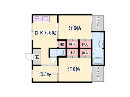 ヴィラナリー夢前(2SLDK/1階)の間取り写真