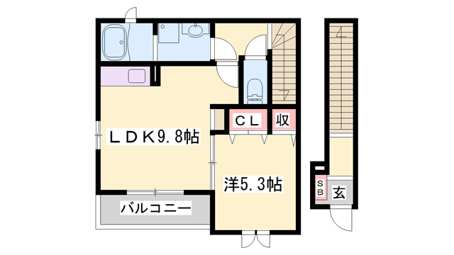 コンフォート長田Ⅱ(1LDK/2階)の間取り写真