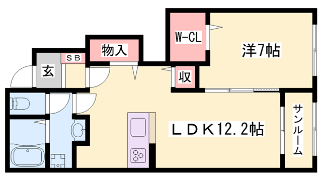 シエロガーデン下余部 A(1LDK/1階)の間取り写真