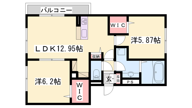 レ リヤン ファミリオ8(2LDK/1階)の間取り写真