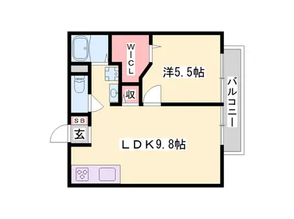 シティー御立(1LDK/2階)の間取り写真