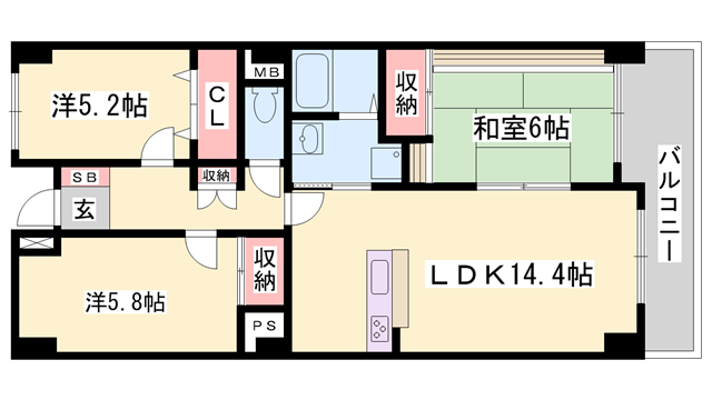 シャトー ブランシェ(3LDK/7階)の間取り写真