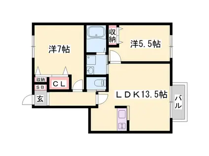 メゾン・すこやか(2LDK/1階)の間取り写真