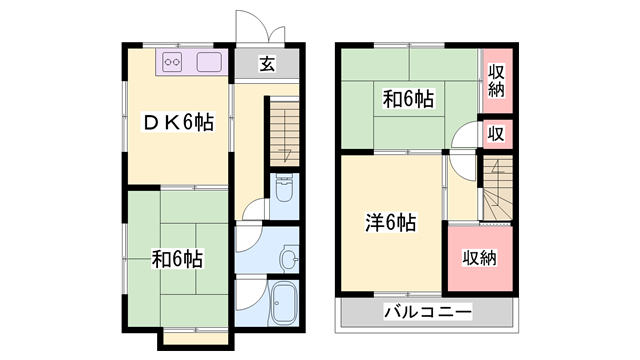 姫新線 播磨高岡駅 徒歩26分 2階建 築37年(3SDK)の間取り写真
