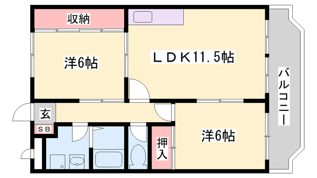 レジデンスK1(2LDK/1階)の間取り写真