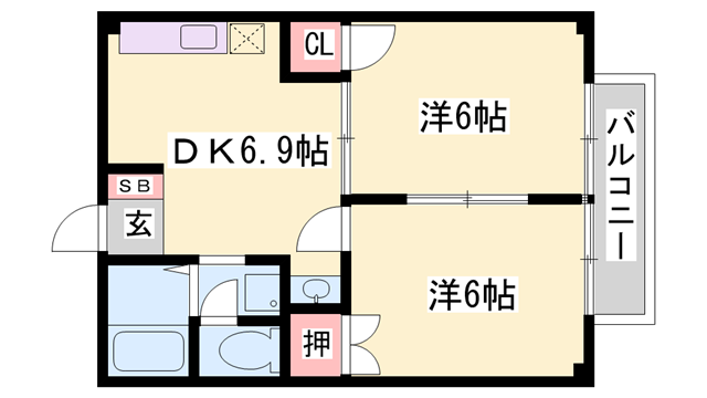 エルガーデン Ⅰ(2DK/1階)の間取り写真