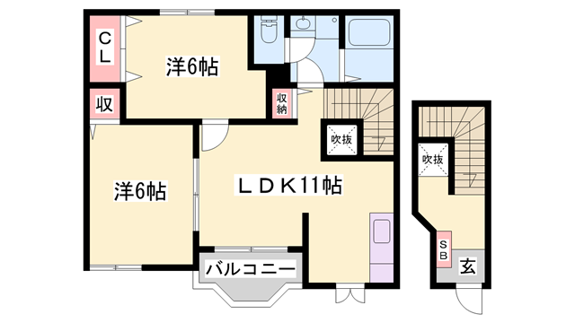ブルーマウンテン3(2LDK/2階)の間取り写真