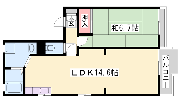 メゾン八代(1LDK/2階)の間取り写真