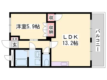 アベニール細江(1LDK/3階)の間取り写真