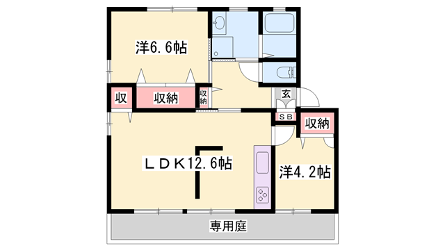 サンコート赤坂(2LDK/1階)の間取り写真