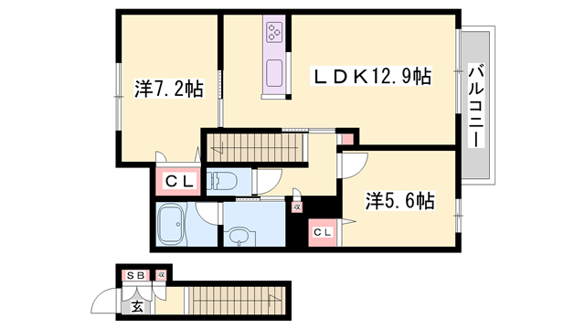 CASA CONFORT(2LDK/2階)の間取り写真
