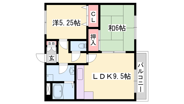 ハイツゆめさき(2LDK/1階)の間取り写真