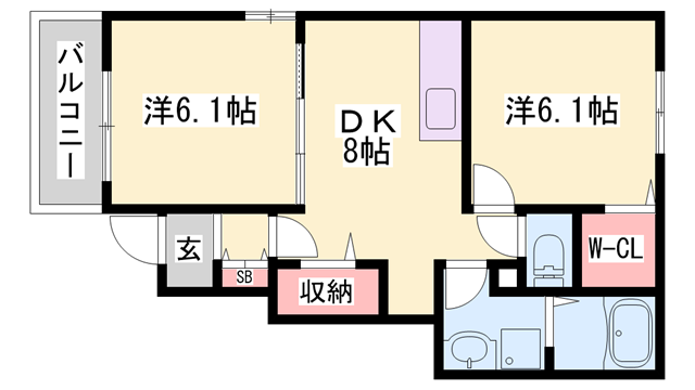 フィオレンティーナⅢ(2DK/1階)の間取り写真