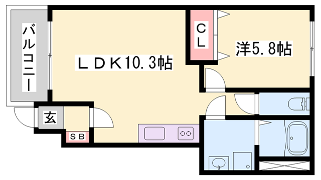 サンパレス(1LDK/1階)の間取り写真