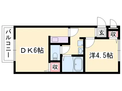 サンライフ・アイD棟(1DK/1階)の間取り写真