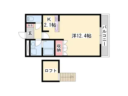 アシュランス(1K/2階)の間取り写真